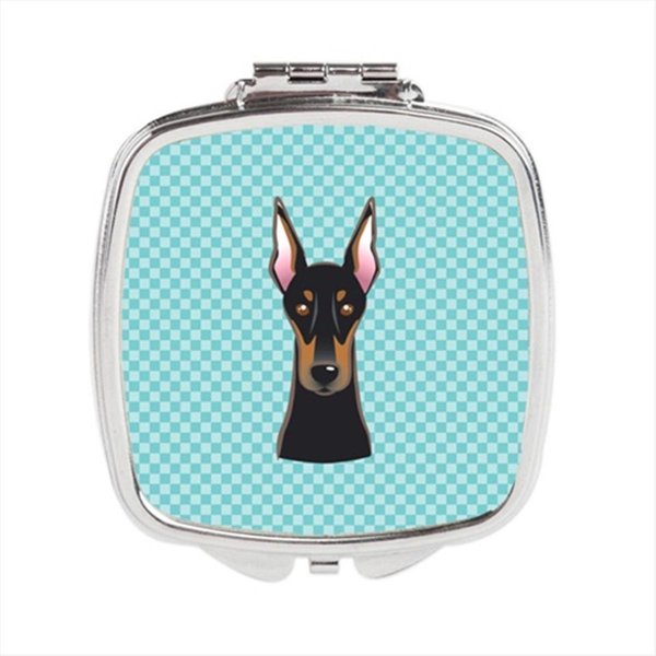 Carolines Treasures Checkerboard Blue Doberman Compact Mirror- 2.75 x 3 x .3 In. BB1183SCM